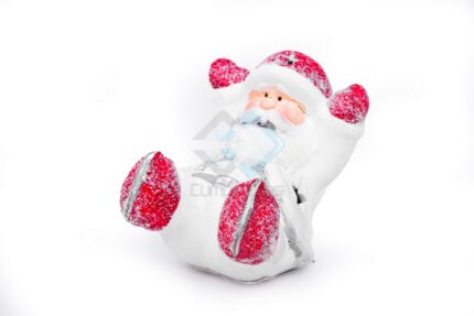 CERAMICA PAPA NOEL BLANCO ROJO C LUZ X1