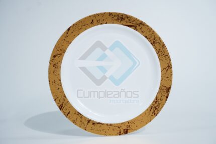 PLASTICO PLATO POSTRE CRAQUEL DORADO SET6 X1