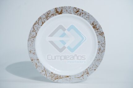 PLASTICO PLATO POSTRE CRAQUEL PLATEADO SET6 X1
