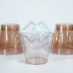 VASO PLASTICO ESCARCHA ROSA ORO SET50 X1