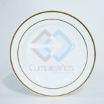 PLATO PLASTICO BLANCO PEQUENO FILO DORADO SET10 X1