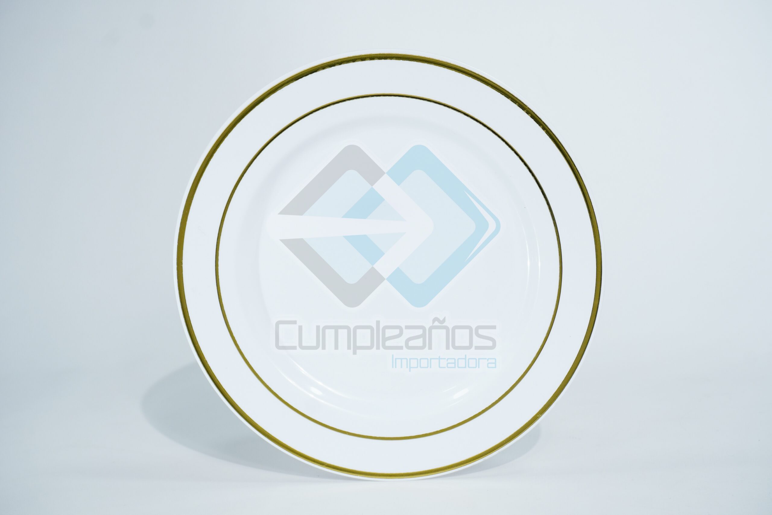 6230000000340 PLATO PLASTICO BLANCO PEQUENO FILO DORADO SET10 X1 - Imagen 1