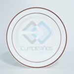 PLATO PLASTICO BLANCO PEQUENO FILO ROSA ORO SET10 X1