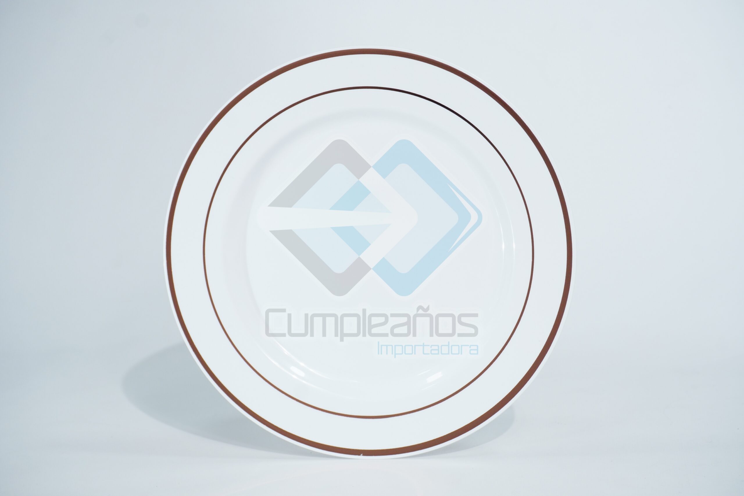 6230000000364 PLATO PLASTICO BLANCO PEQUENO FILO ROSA ORO SET10 X1 - Imagen 1