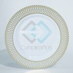 PLASTICO PLATO PEQUENO ESPERAL DORADO SET10 X1