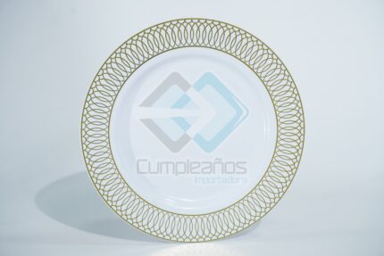 PLASTICO PLATO PEQUENO ESPERAL DORADO SET10 X1