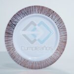 PLASTICO PLATO PEQUENO LINEAS ROSA ORO SET10 X1