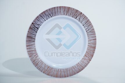 PLASTICO PLATO PEQUENO LINEAS ROSA ORO SET10 X1