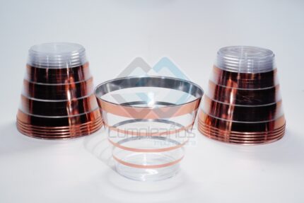 PLASTICO VASO LINEAS ROSA ORO SET50 X1