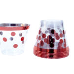 PLASTICO VASO CIRCULOS ROSA ORO SET50 X1