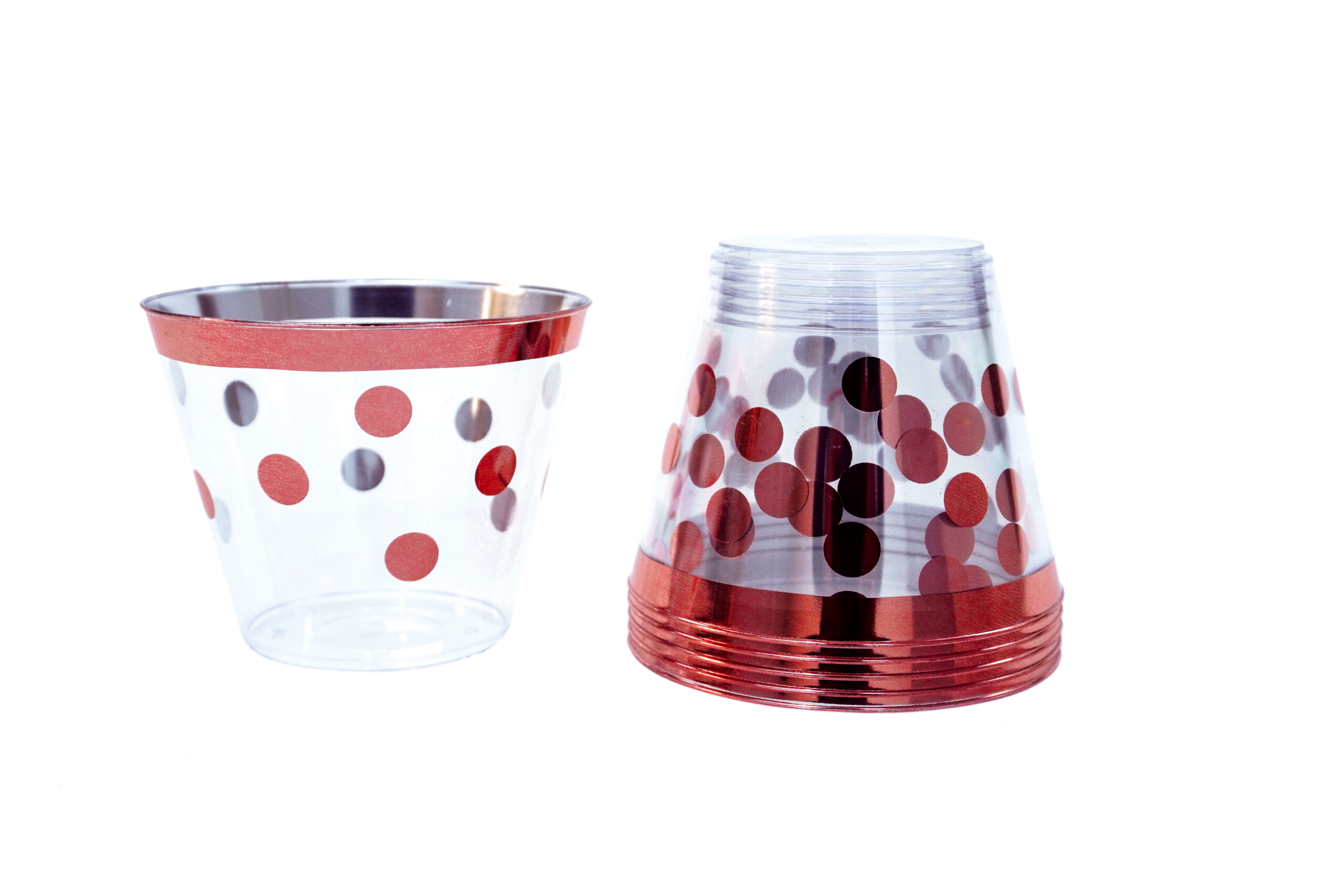 6230000000593 PLASTICO VASO CIRCULOS ROSA ORO SET50 X1 - Imagen 1