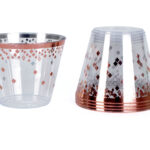 PLASTICO VASO ROMBOS ROSA ORO SET50 X1