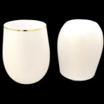 PLASTICO VASO BLANCO FILO DORADO SET16 X1