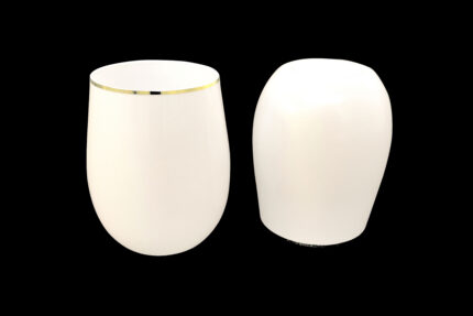 PLASTICO VASO BLANCO FILO DORADO SET16 X1