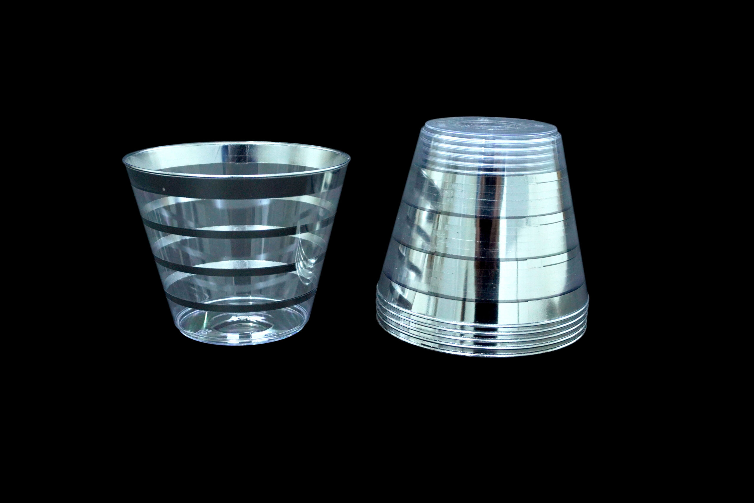6230000000715 PLASTICO VASO LINEAS PLATA SET50 X1 - Imagen 1