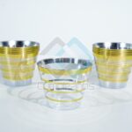 PLASTICO VASO LINEAS DORADO SET50 X1