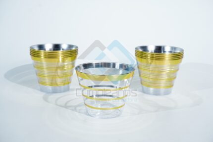 PLASTICO VASO LINEAS DORADO SET50 X1