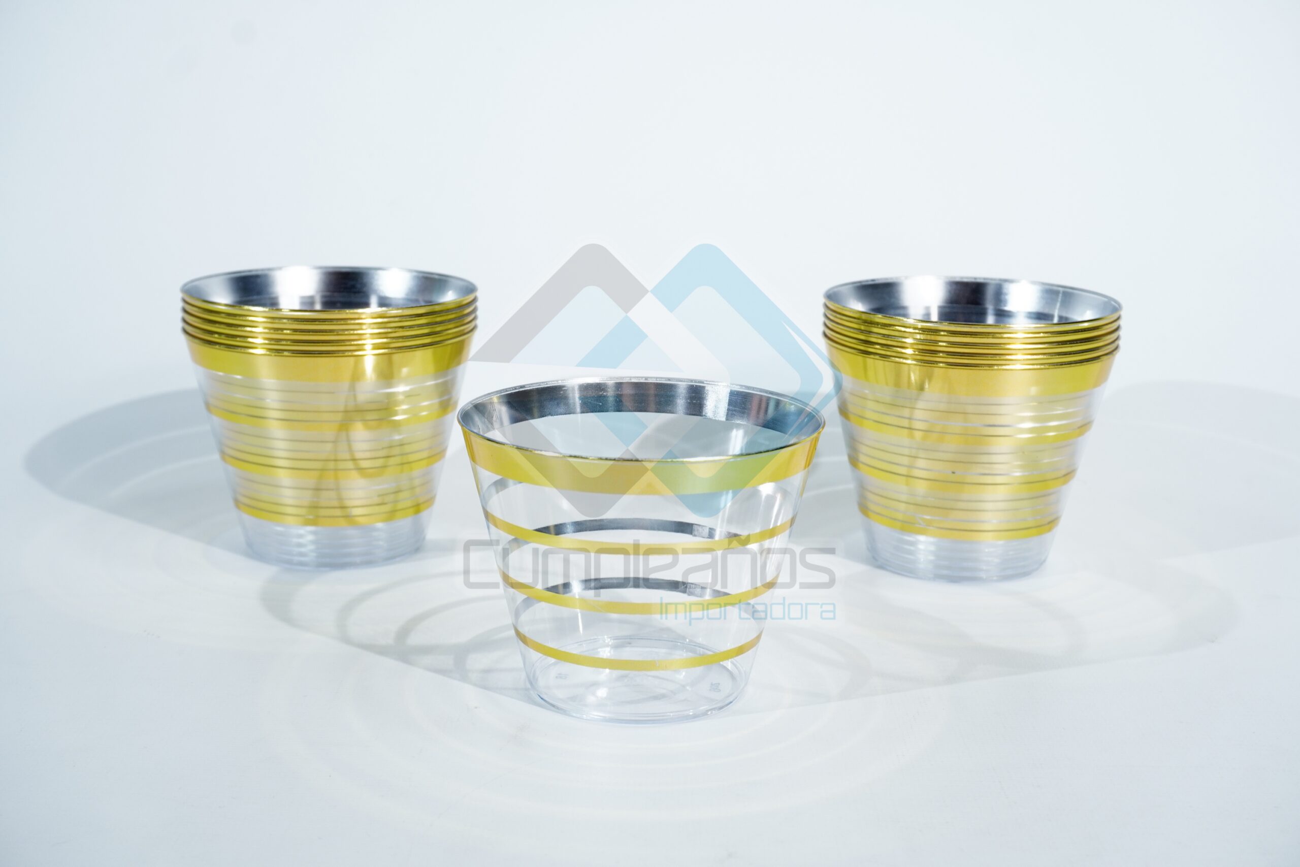 6230000000722 PLASTICO VASO LINEAS DORADO SET50 X1 - Imagen 1