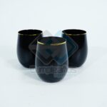 PLASTICO VASO NEGRO FILO DORADO SET16 X1