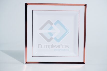 PLASTICO PLATO PQ CUADRADO FILO ROSA OR SET10 X1