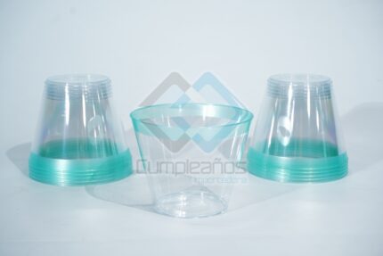 PLASTICO VASO FILO TURQUESA SET50 X1