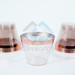 PLASTICO VASO ESCARCHADO ROSA ORO SET50 X1