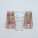 PLASTICO VASO ESCARCHADO ROSA ORO SET25 X1