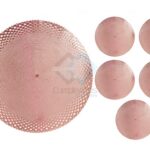 PLASTICO TAPETE REDONDO ROSA ORO SET6 X1