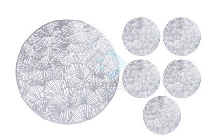 PLASTICO TAPETE REDONDO PLATA SET6 X1