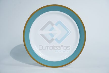 PLASTICO PLATO GRANDE AQUA DORADO SET3 X1