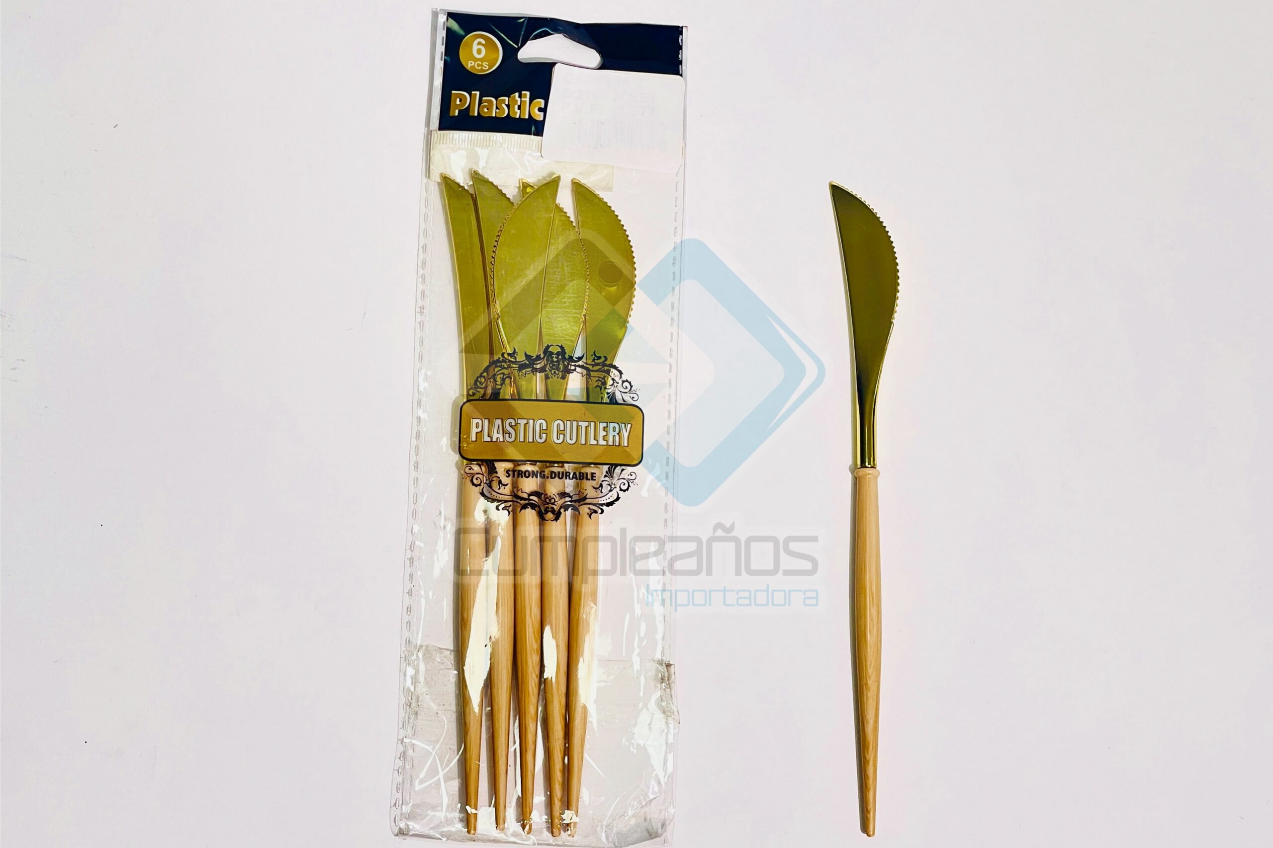 6936050081291 CUCHILLO BEIGE DORADO SET6 X1 - Imagen 1