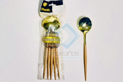 CUCHARA GRANDE BEIGE DORADO SET6 X1