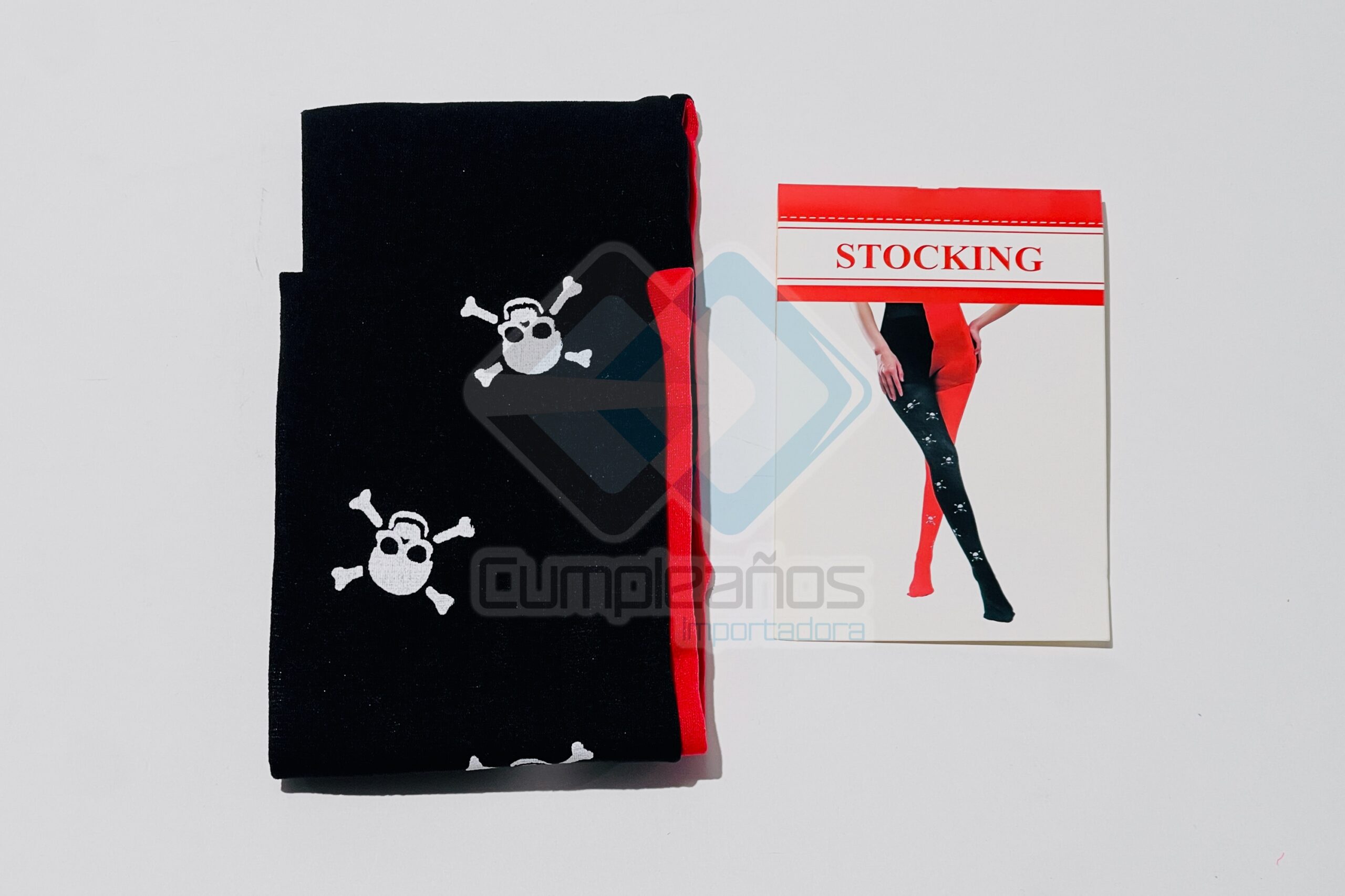 8679832808072 ACCE DISFRAZ MEDIAS PIRATA NEGRO ROJO X1 - Imagen 1
