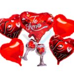 GLOBO DE ALUMINIO CORAZON SET5 X1