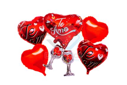 GLOBO DE ALUMINIO CORAZON SET5 X1