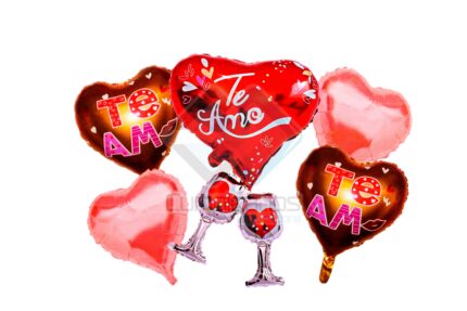 GLOBO DE ALUMINIO CORAZON SET5 X1