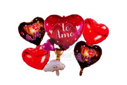 GLOBO DE ALUMINIO CORAZON SET5 X1