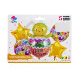 GLOBO DE ALUMINIO POLLITO EASTER SET5 X1