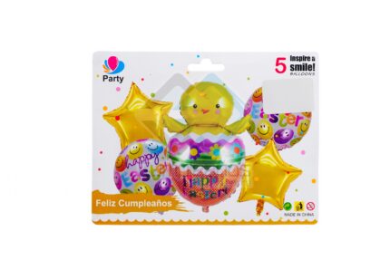 GLOBO DE ALUMINIO POLLITO EASTER SET5 X1